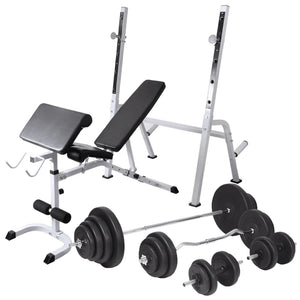 Panca Multifunzione con Rack Bilanciere e Set Manubri 120 kg cod mxl 63229