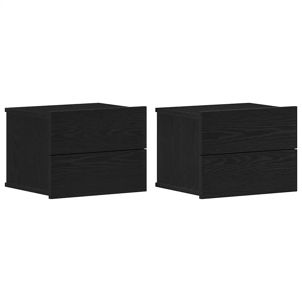 Set di 2 Comodini | Armadio da Notte | Mobiletto da notte con cassetto Rovere Nero 40 x 30 x 30 cm