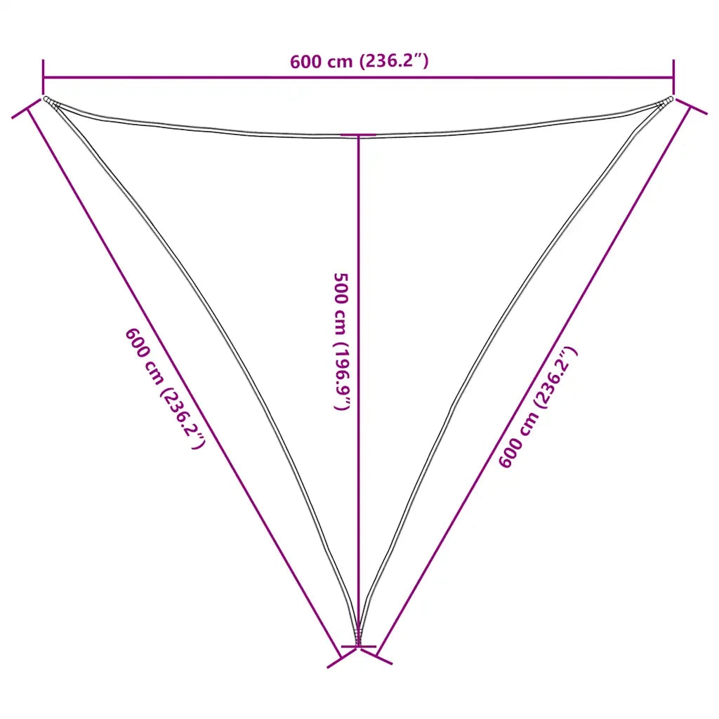 Parasole a Vela in Tessuto Oxford Triangolare 6x6x6 m Rosso 135680