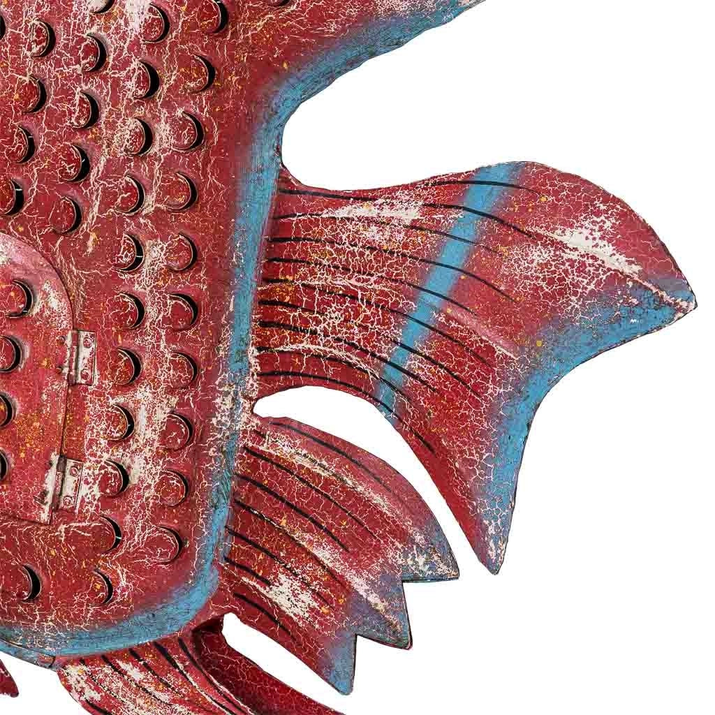 Portacandele pesce in ferro multicolore 110x13x80 cm