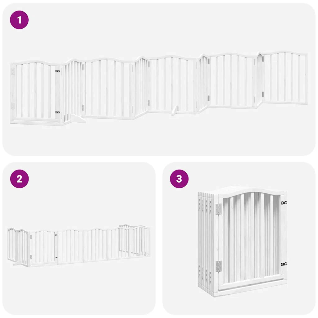 Cancelletto di sicurezza per cani porta pieghevole 9 pannelli legno di pioppo bianco 02_0023287