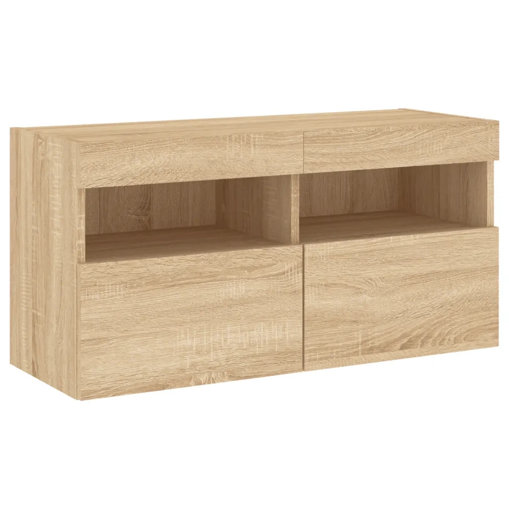 Mobili TV a Muro con LED 5pz | Armadietto TV | Mobile Porta TV Rovere Sonoma Legno Multistrato