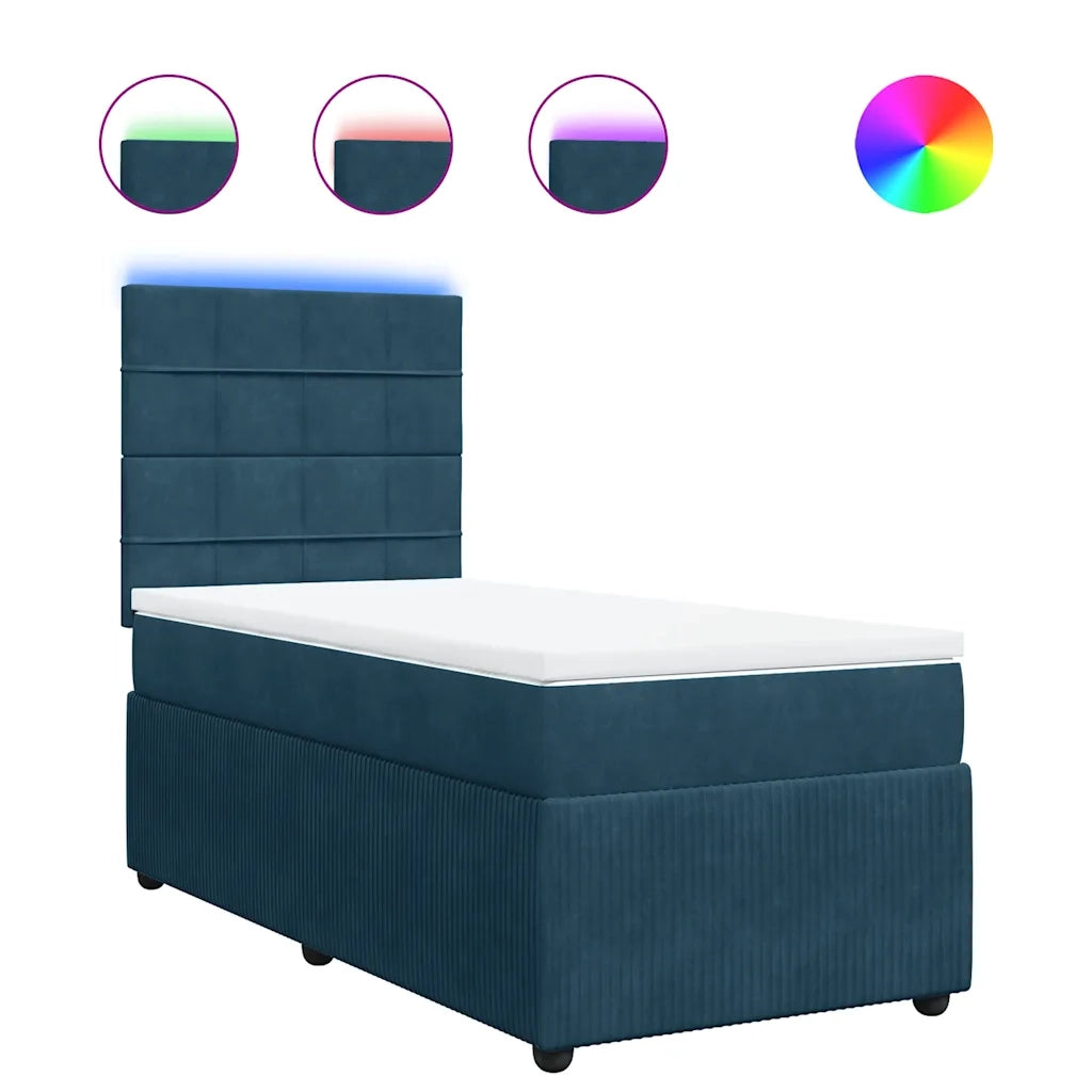 vidaXL Giroletto a Molle con Materasso Blu 90x190 cm in Velluto
