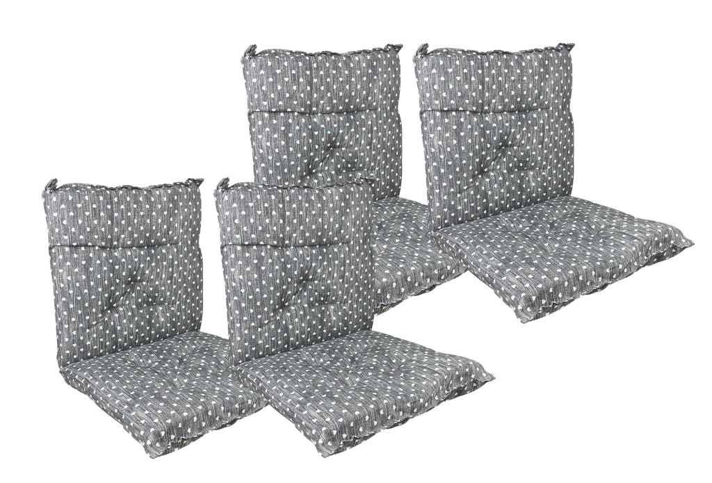 Set Cuscini Sedia Con Schienale Imbottiti Con Laccetti Banda Elastica 40 x 80 Cm CuoricinoPiombo - 4 Pezzi