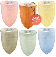 Schiene quadrata per neonati - Set di 6 sciarpe quadrati per neonati con chiusura a gomito regolabile - Asciugamano per le lacrime per bambini con assorbimento rapido - Sciarpe per neonati morbide e soffici