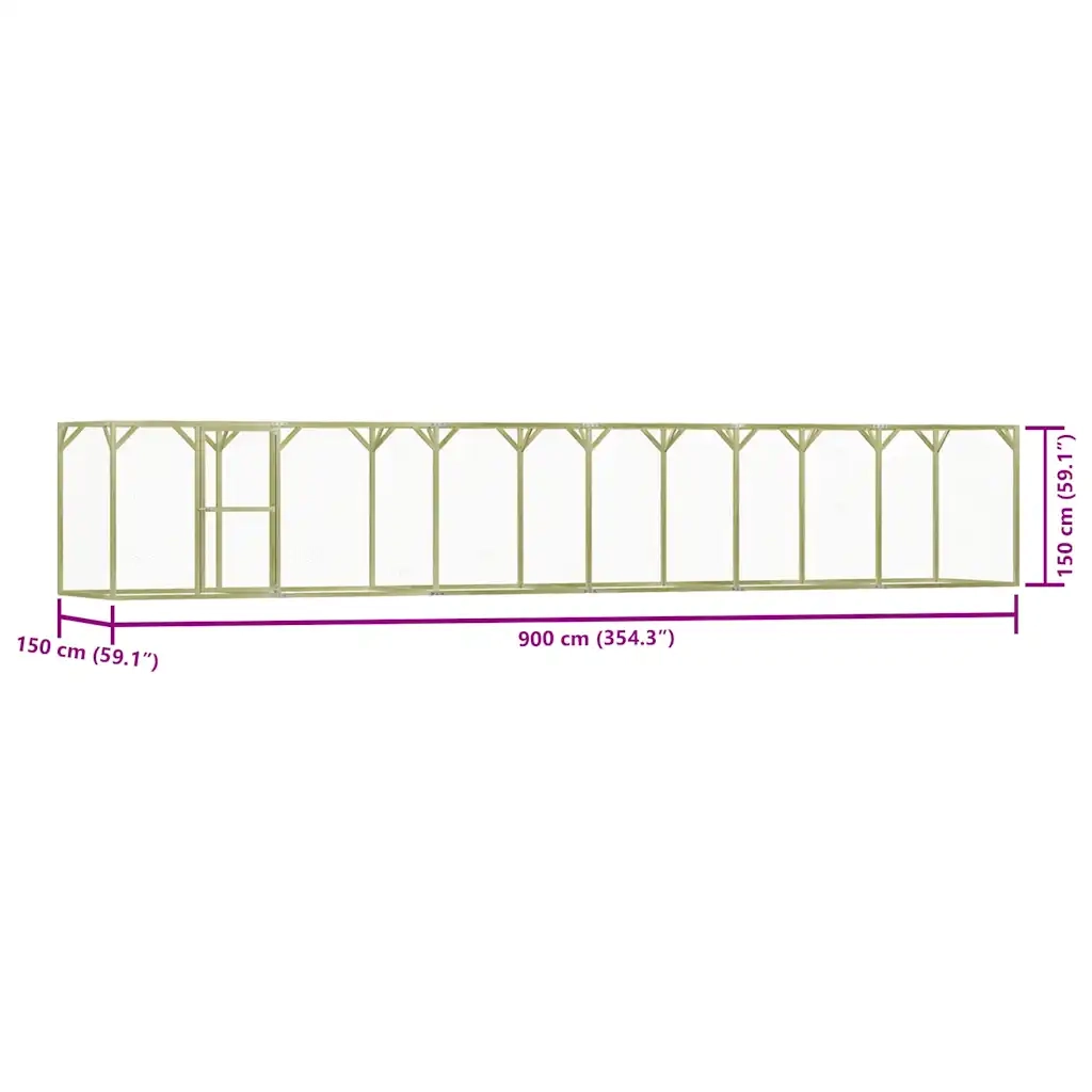 Pollaio 1,5x9x1,5 m in Legno di Pino Impregnato cod mxl 51583