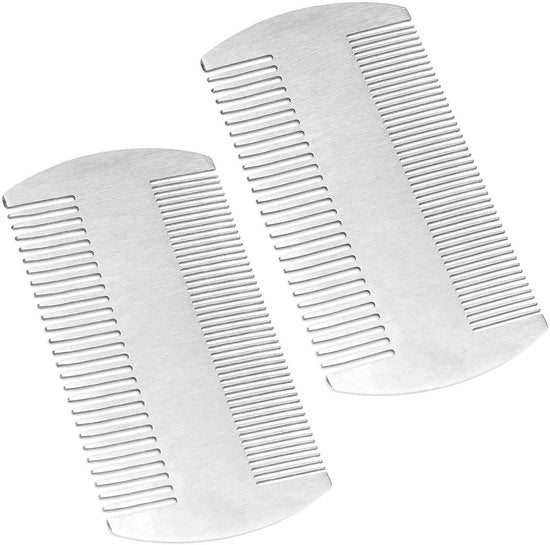 Barba e Spazzola da Capelli Portatile - Acciaio Inossidabile - Antistatico - Dimensione Miniatura - Denti Sottili e Spessi - Uomo - 2 Pezzi