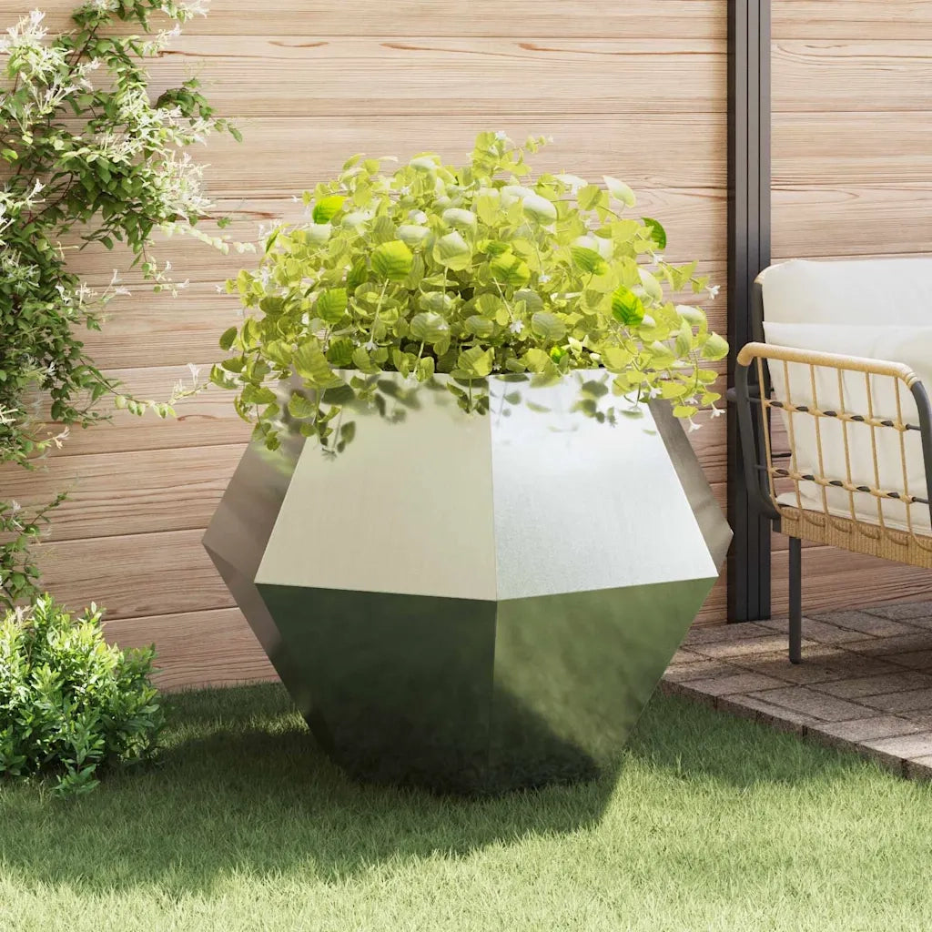 2 pz Fioriera | Cassetta per fiori | Vaso Argento 100 x 100 x 80 cm Acciaio zincato