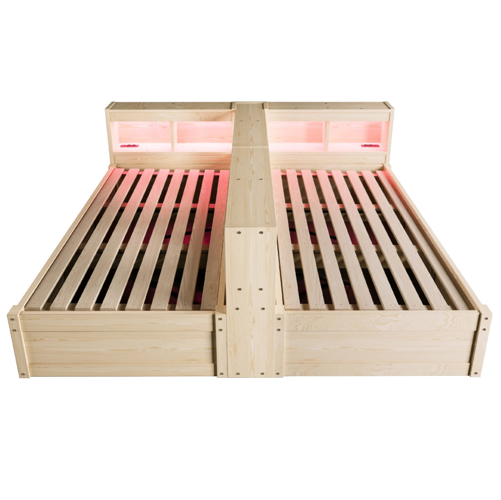 Letto multifunzionale 90/180x200 cm con LED, prese integrate e contenitore