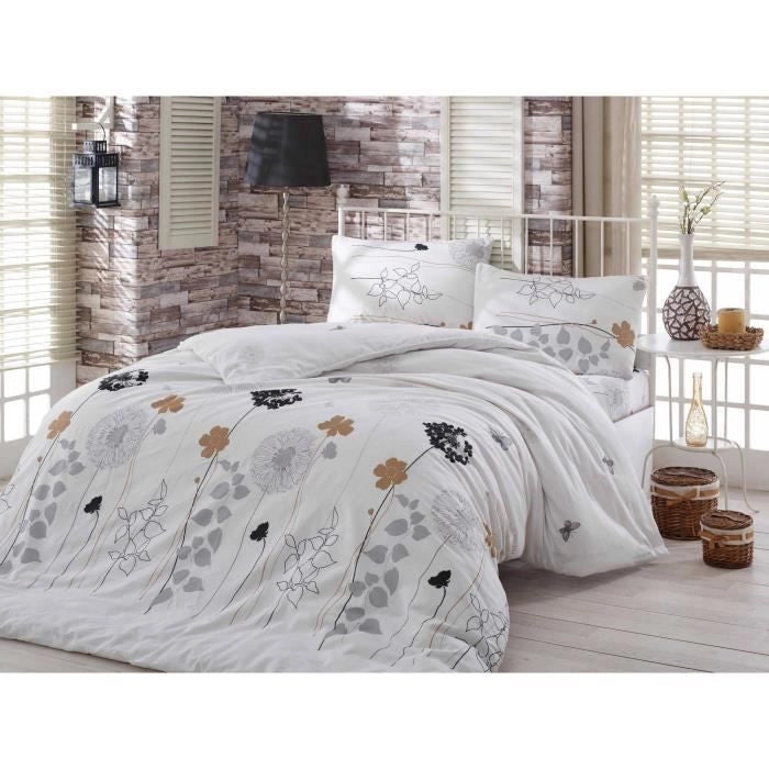 Completo letto - 1 copripiumino 220 x 240 cm + 2 federe 60 x 60 cm - 65% cotone, 35% poliestere - Bianco