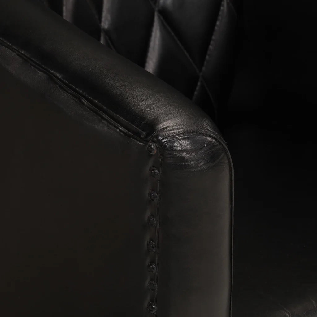 vidaXL Poltrona Cabriolet Nera in Vera Pelle