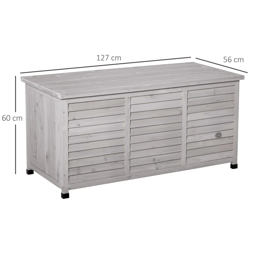 Mobile contenitore da giardino con coperchio apribile e piedini antiscivolo, per esterni, grigio chiaro 127 × 56 × 60 cm