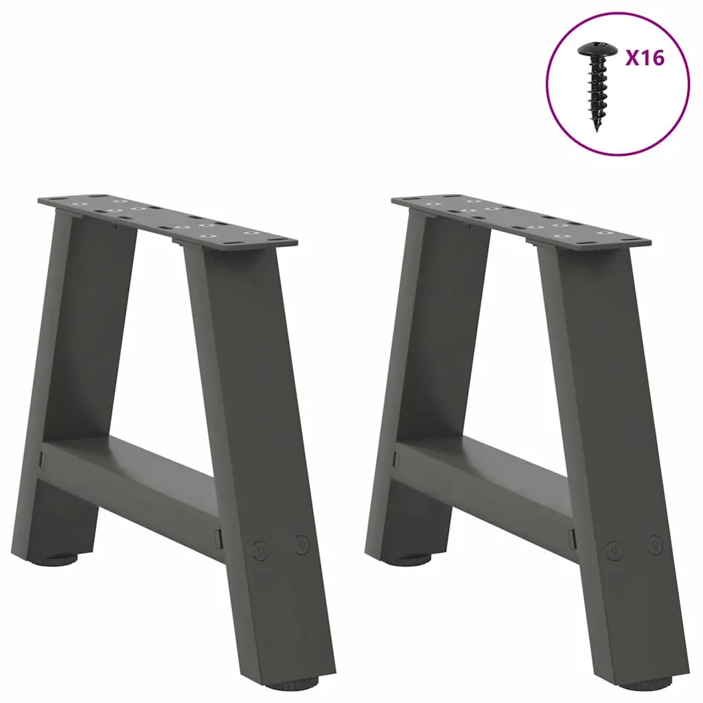 Gambe per Tavolino da CaffÃ¨ a Forma di A 2 pz Antracite 30x(30-31) cm Acciaio