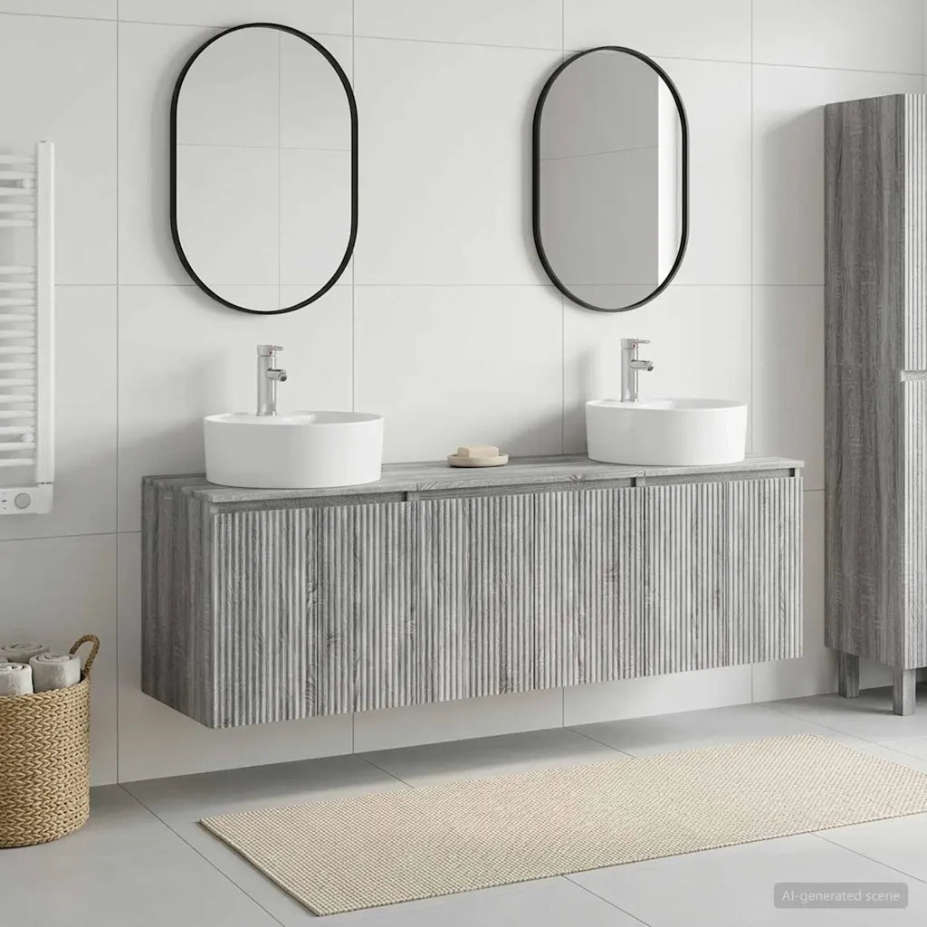 Set di Armadi da Bagno 3 pz Sonoma grigio 49,5 x 44,5 x 65 cm 3405673