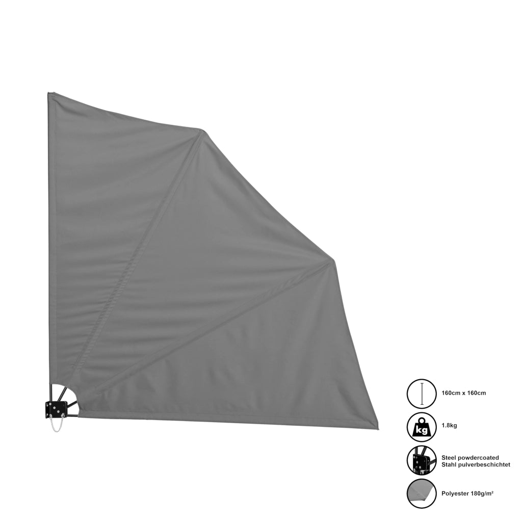 Tenda da Sole a Ventaglio Ragusa Schermatura Laterale Pieghevole 160x160 cm Grigio casa.pro