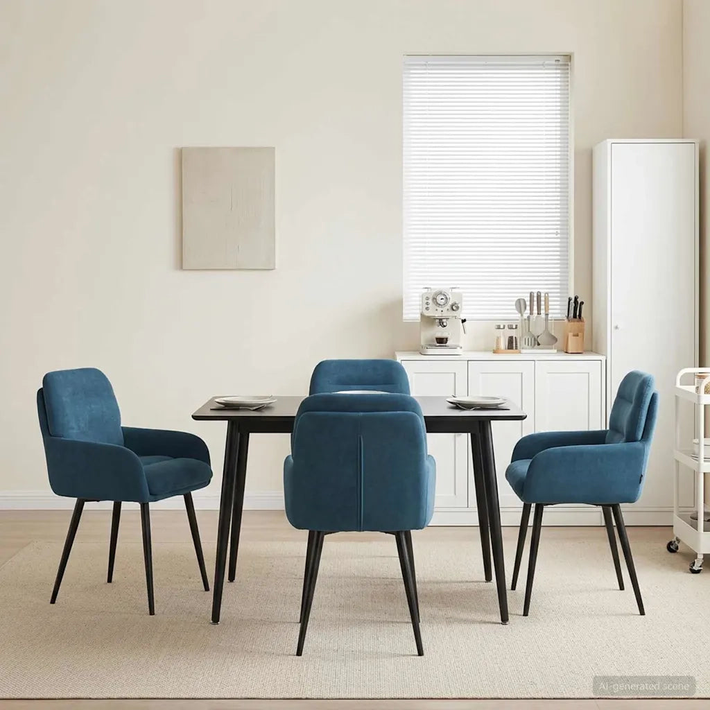 Sedie da pranzo 4 pcs Velluto (V) Blu 59 x 59,5 x 90 cm 3428244