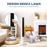 Ventilatore a Torre 50W a 3 Modalità e 3 Velocità con Timer da 12h, in ABS, Ø32x118.2 cm, Bianco