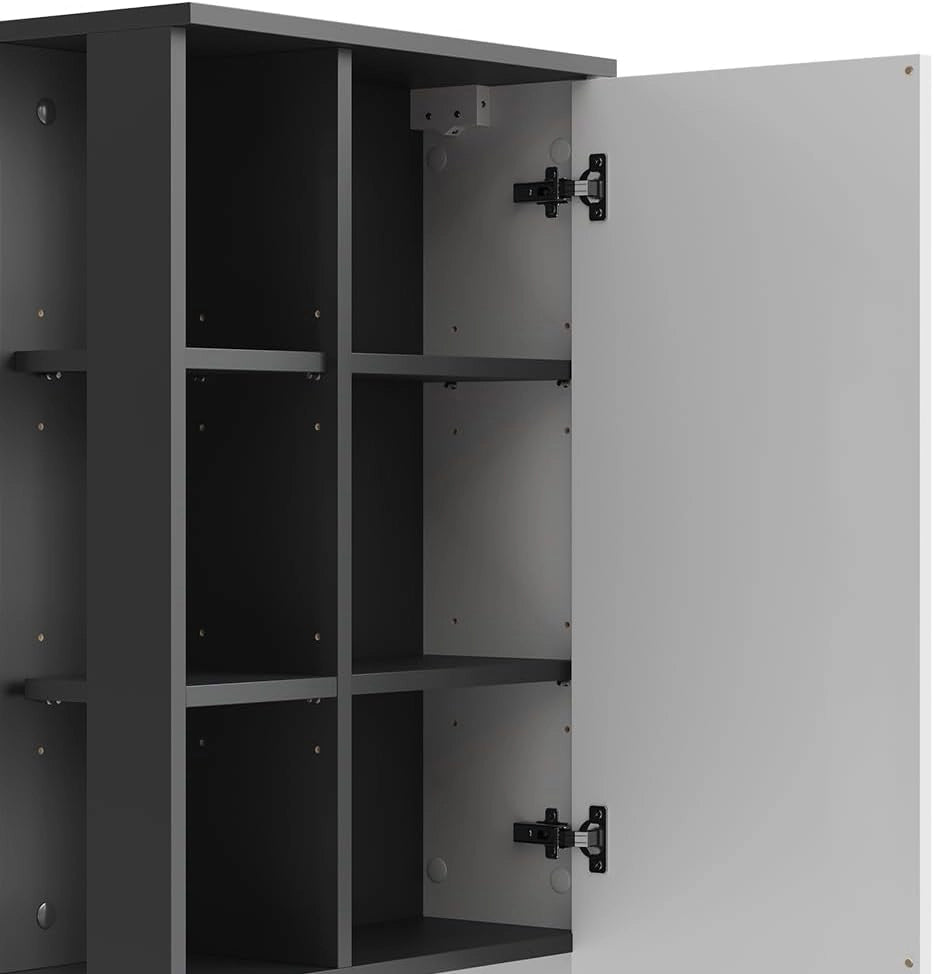 mobile bagno Karen, Antracite/bianco, 50 x 75 cm con porta e vani aperti