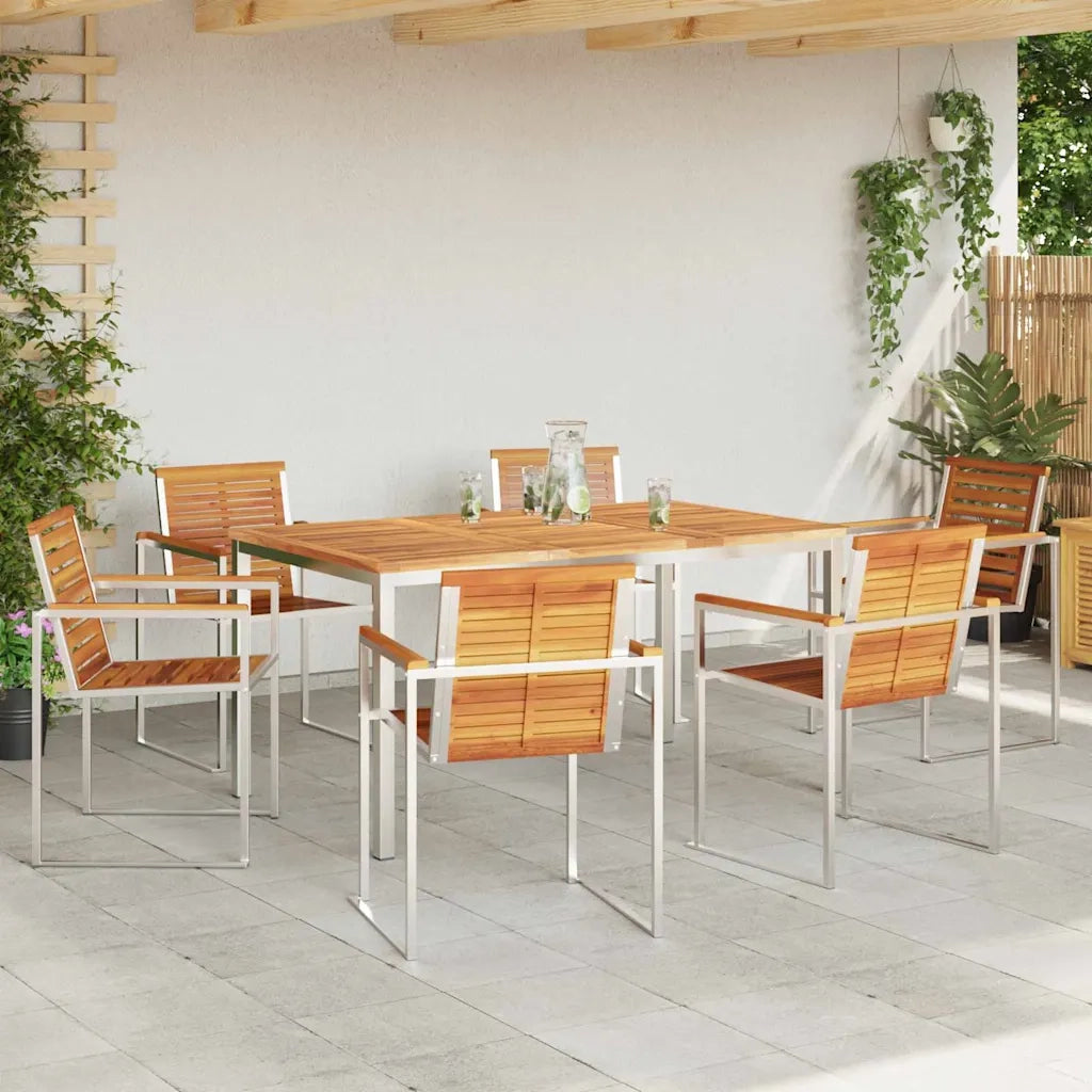 Set da Pranzo per Giardino 7 pcs Legno di Acacia Massello 3334808