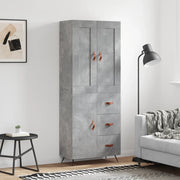 Credenza-Buffet-Armadio da cucina Grigio Cemento 69,5x34x180 cm in Legno Multistrato 144653