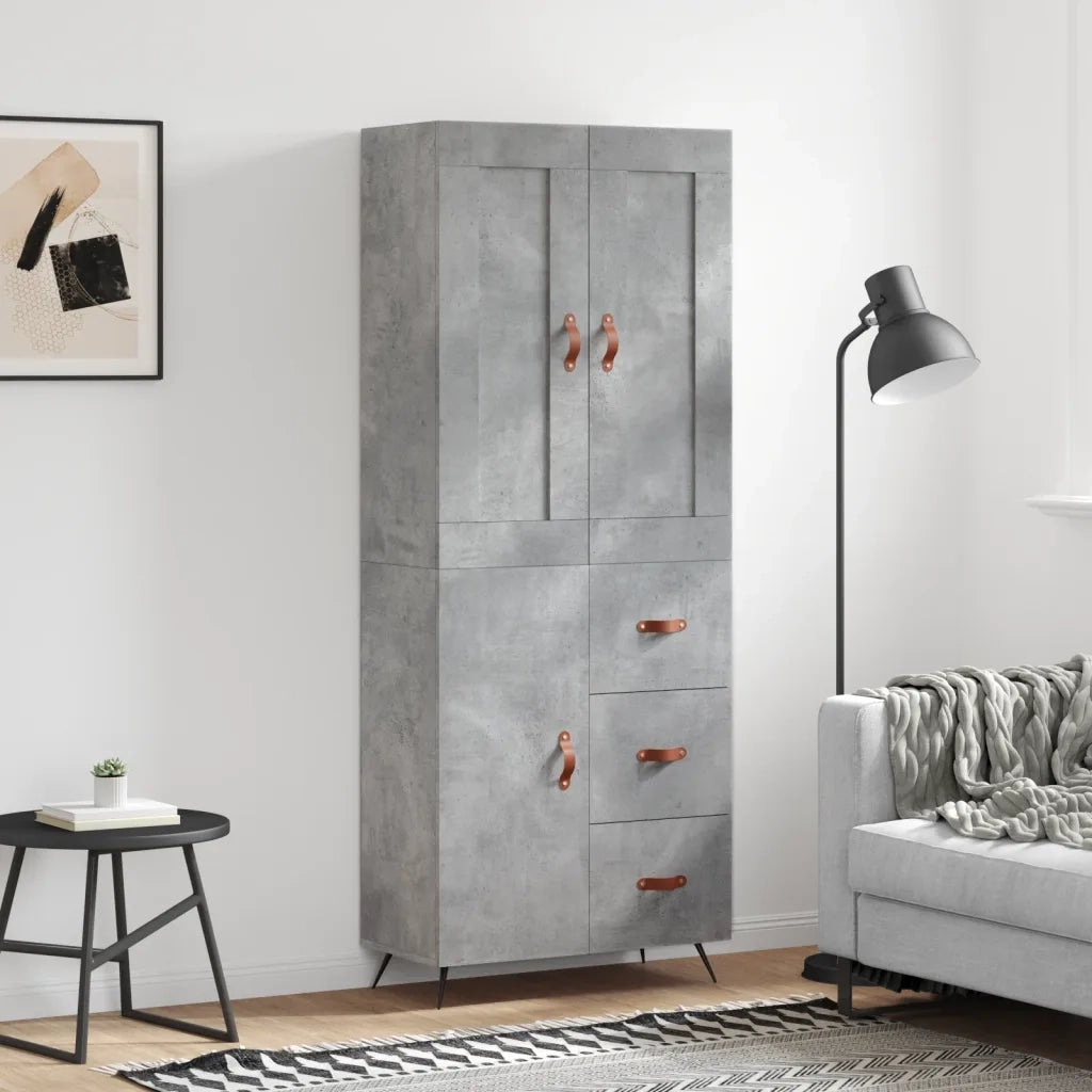 Credenza-Buffet-Armadio da cucina Grigio Cemento 69,5x34x180 cm in Legno Multistrato 144653