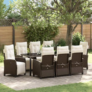 Set da Pranzo per Giardino con cuscino 9 pcs Marrone polyrattan 3380434