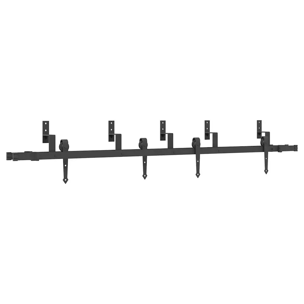 Kit di Binari per Porte Scorrevoli 213,5 cm Acciaio Nero 3295726