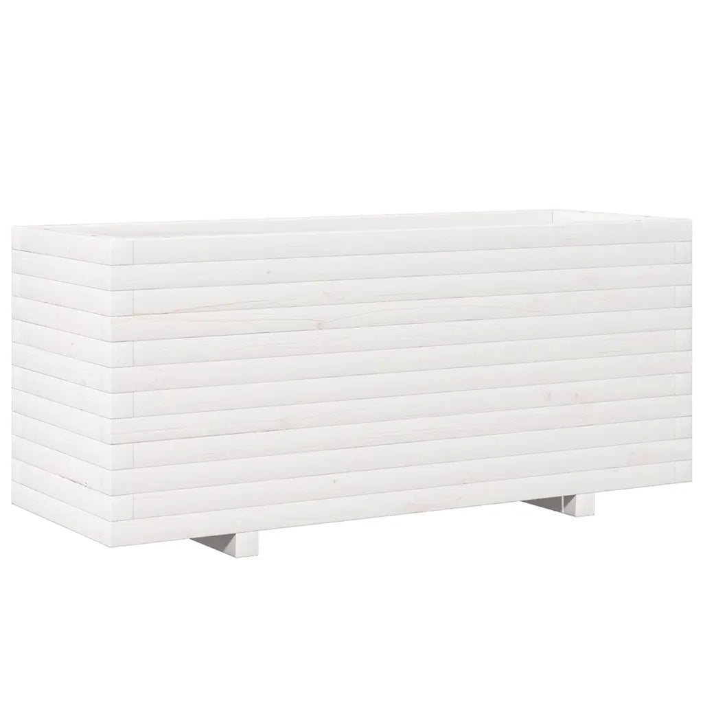 Fioriera | Cassetta per fiori | Vaso da Giardino Bianca 110x40x49,5 cm Legno Massello Pino
