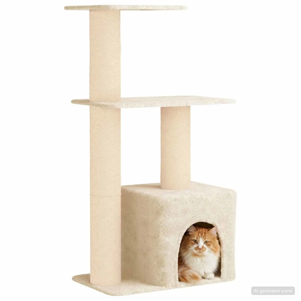 Albero per gatti con pali per graffiare in sisal Crema 133 cm 42033066