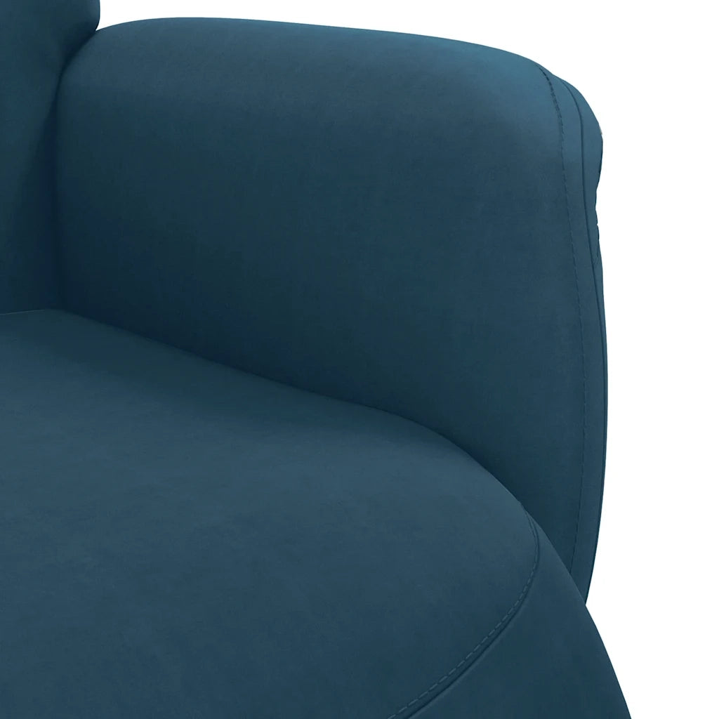 Poltrona Reclinabile con Poggiapiedi Blu in Velluto 356681