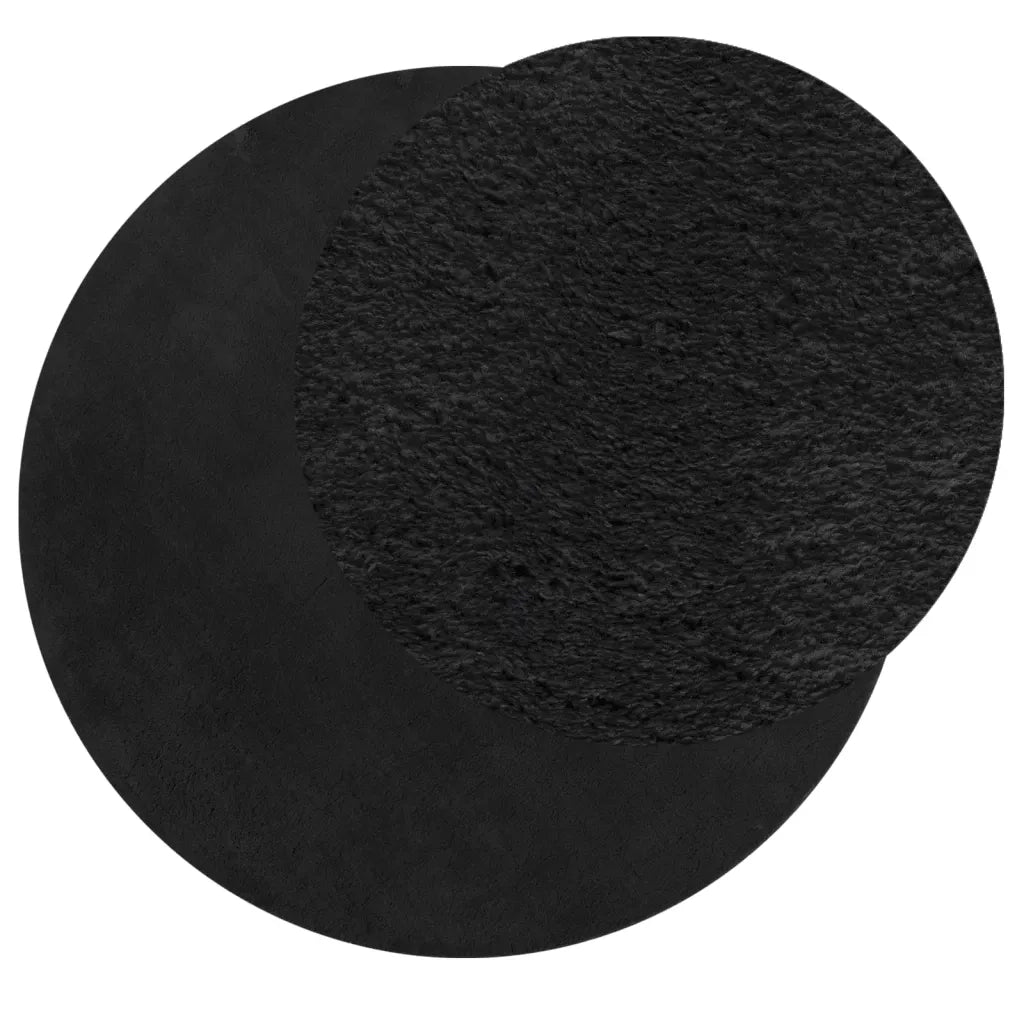 Tappeto a Pelo Corto HUARTE Morbido e Lavabile Nero Ø 80 cm 375122