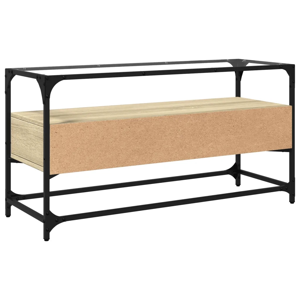 Mobile TV Piano-Credenza per TV-Console TV Vetro Rovere Sonoma 98x35x51 Legno Multistrato