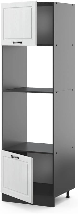 Mobile cucina microonde R-Line, Bianco casa di campagna, 60 cm, per la libera combinazione all'interno di sistemi cucina modulari