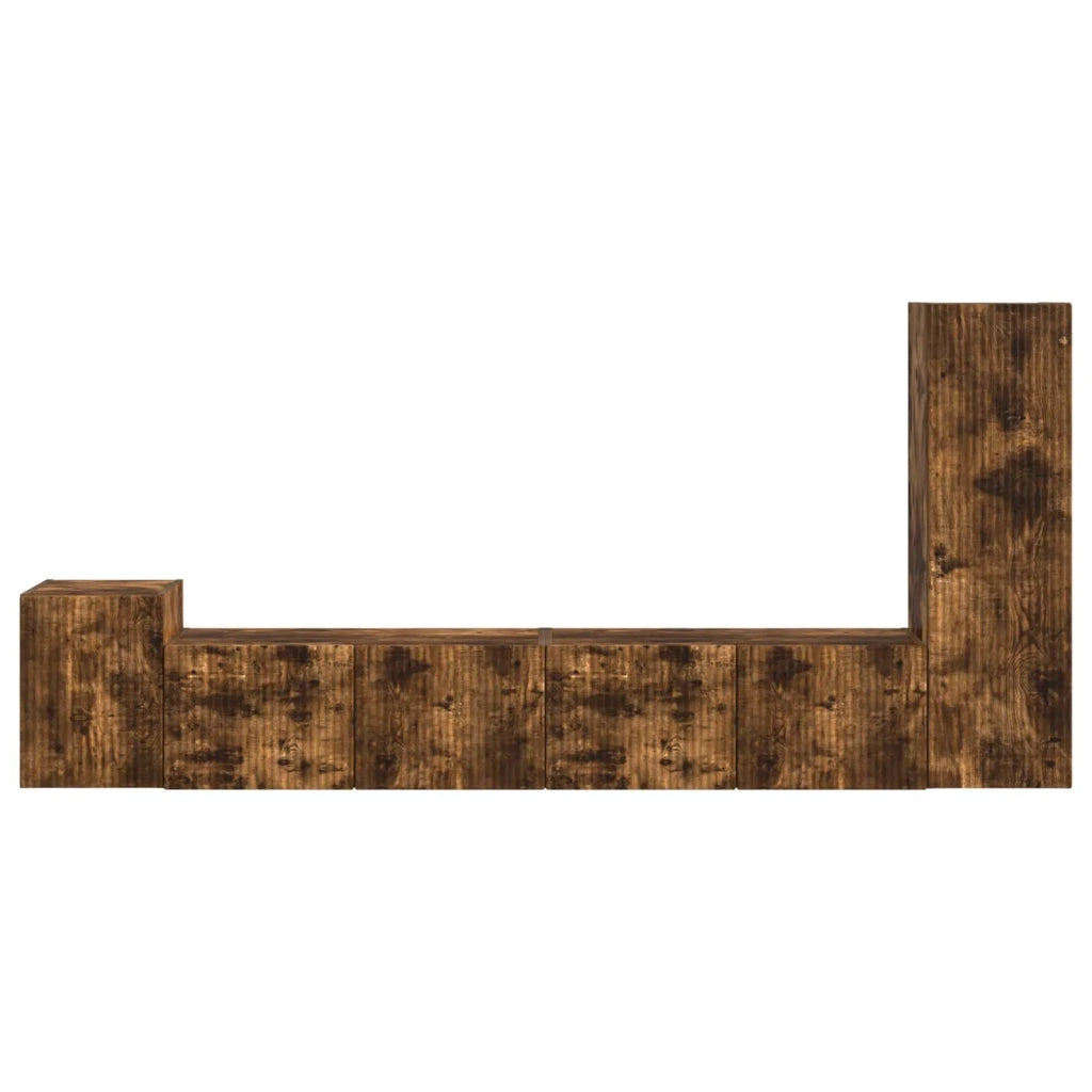 Set mobile TV 3 pz-Credenza per TV Rovere fum¨¦ Legno multistrato 243486