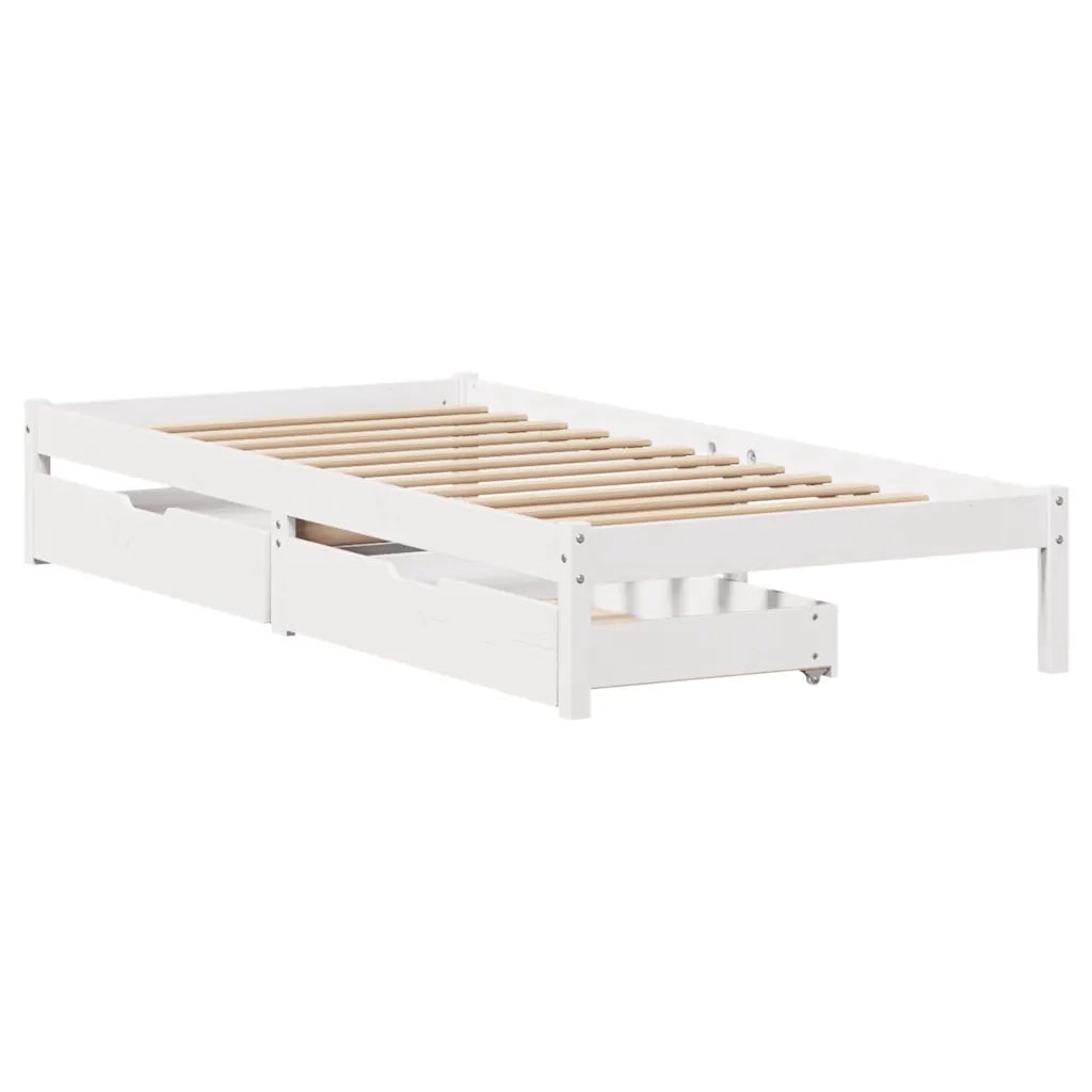 Letto senza Materasso Bianco 75x190 in Legno Massello di Pino 3301421