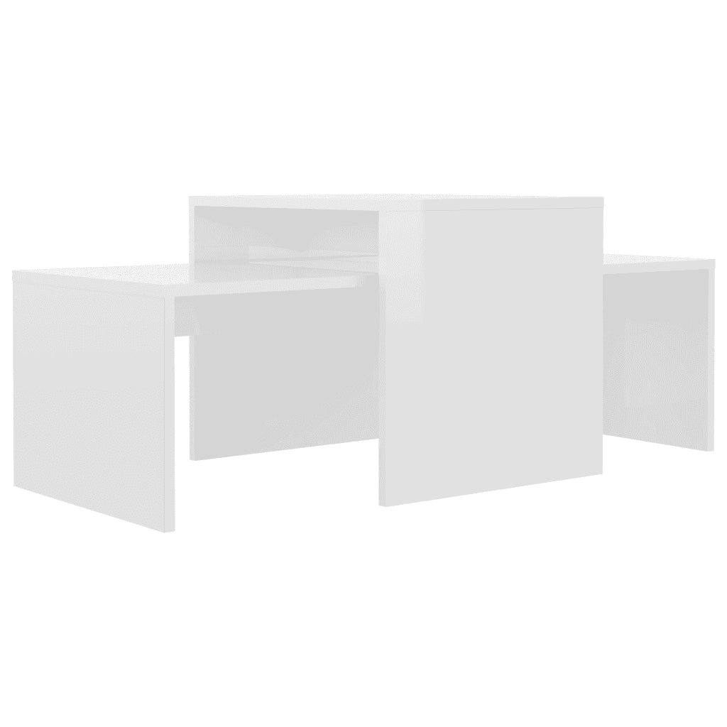 Set Tavolini da Salotto Bianco Lucido 100x48x40 cm Multistrato 802918