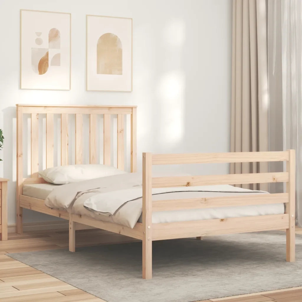 Giroletto con Testiera-Struttura Letto con testiera 100x200 cm in Legno Massello 609005