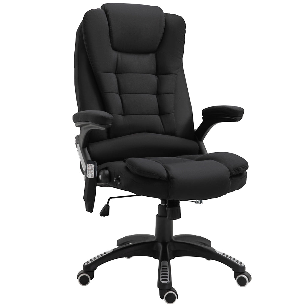 EasyComfort Sedia da Ufficio Massaggiante a 6 Punti e Riscaldata, Altezza Regolabile e Funzione Dondolo, Nero