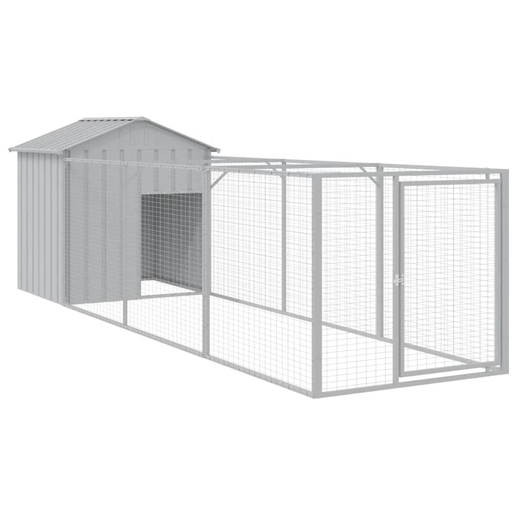 Cuccia per cani con tetto trasparente, acciaio zincato grigio 02_0043525
