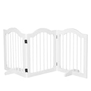 CANCELLINO PER CANI PIEGHEVOLE A 3 SEZIONI IN LEGNO, 154.5X29.5X61CM, BIANCO