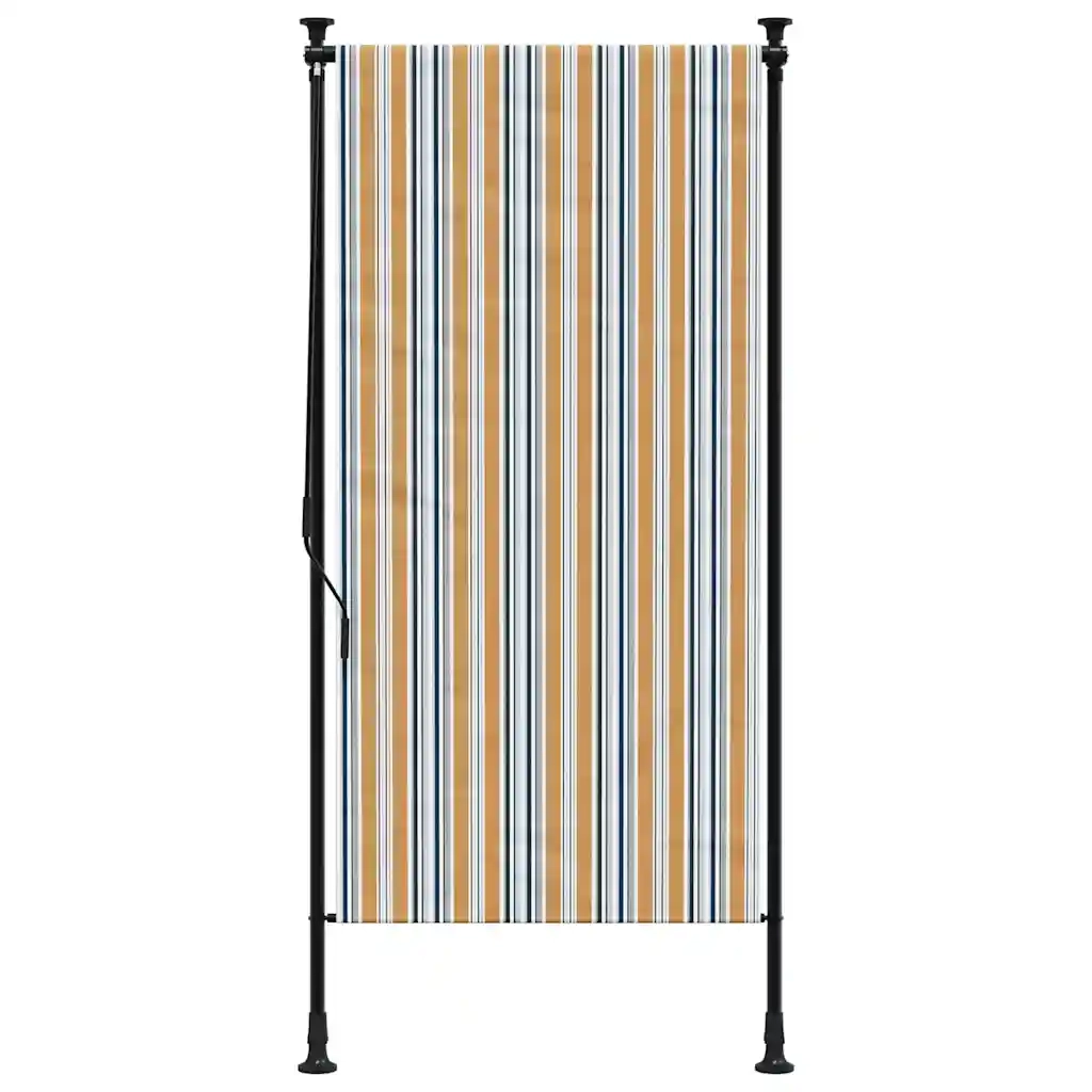 Tenda a Rullo Esterno Gialla e Bianca 120x270cm Tessuto Acciaio