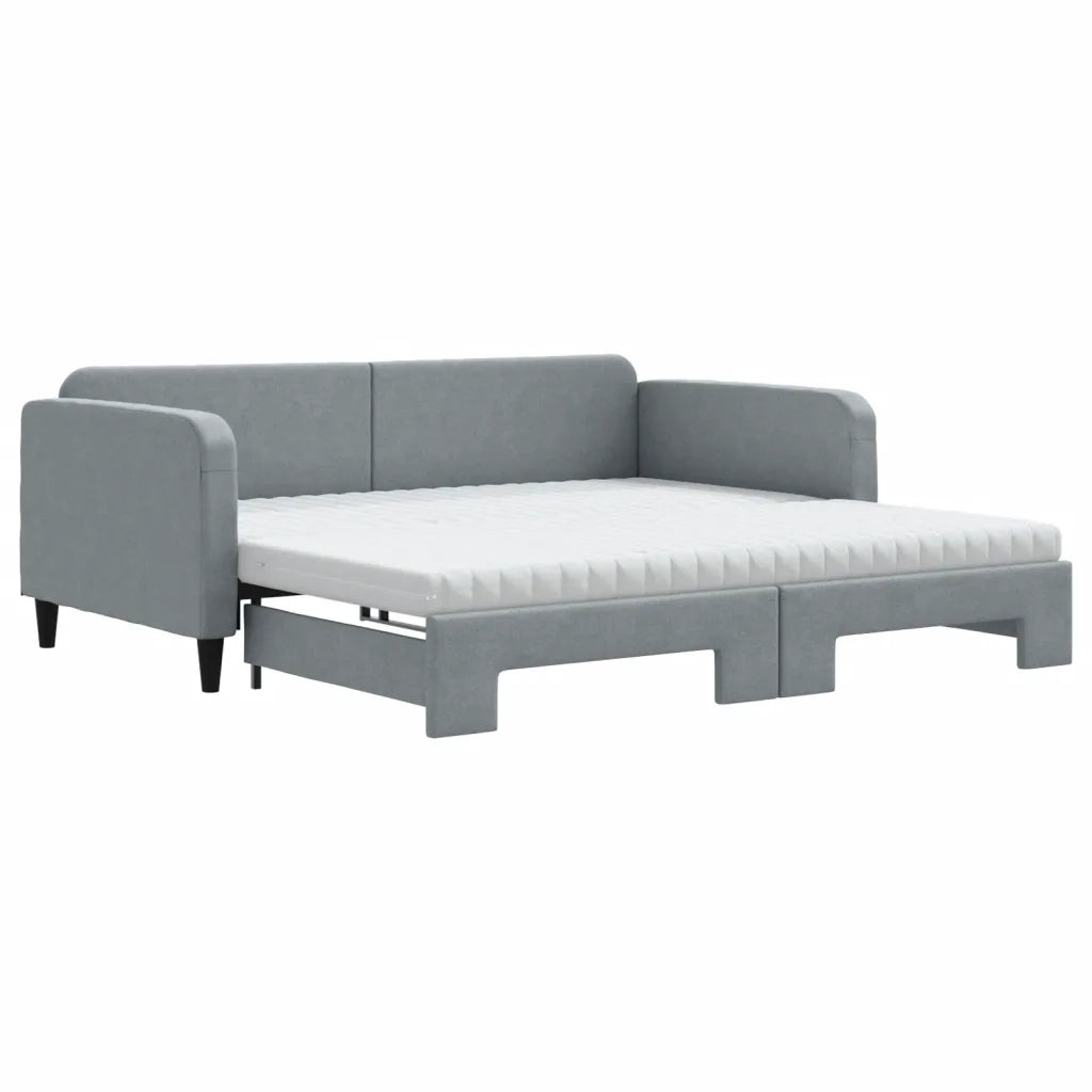 Divano Letto Estraibile Materassi Grigio Chiaro 100x200 Tessuto 3196839