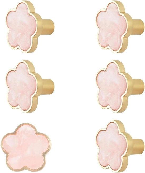 Accessori Cucina Decorativi e Creativi - Knoppe a Fiamma con Disegno di Fiore Rosa - 6 Pack