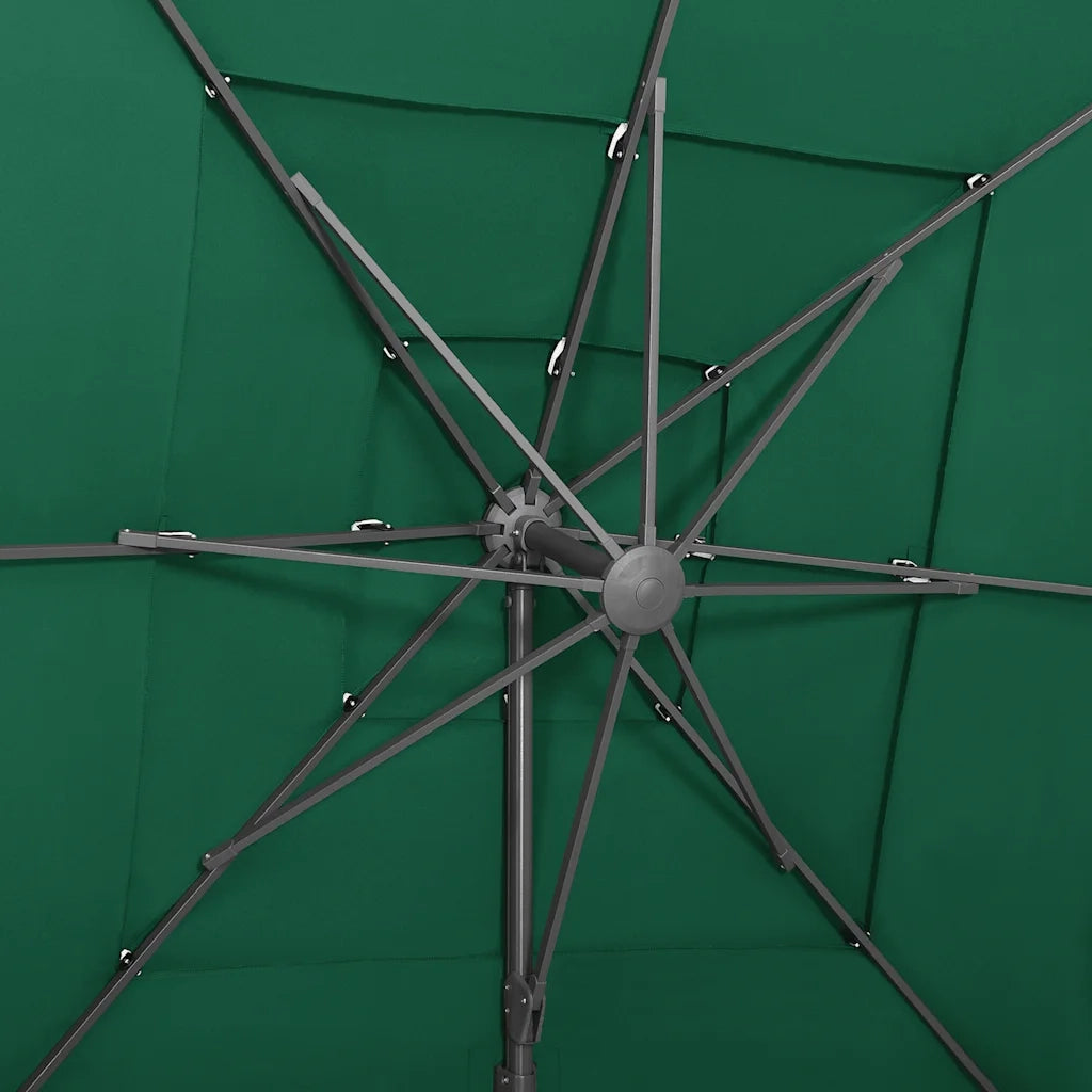 Ombrello | Parasolne a Sbalzo 4 Livelli Palo Alluminio 250x250 cm Verde