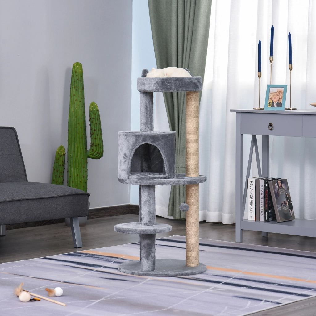 Albero tiragraffi per gatti con tana e colonne sisal ¨C Minimal ¨C Grigio 104 cm