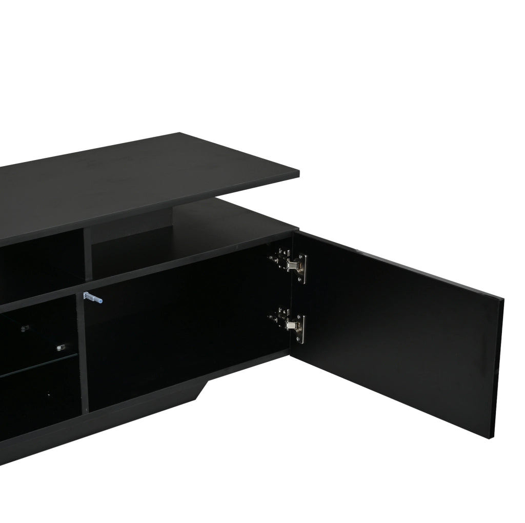 Mobile TV 160x40x45 cm con luci LED controllate da app; MDF; nero