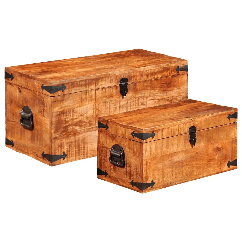 Casse di Stoccaggio 2 pz in Legno Ruvido di Mango CFW8294317