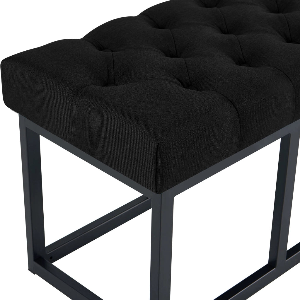 Panca design AMUN in metallo nero opaco e tessuto nero,150 cm