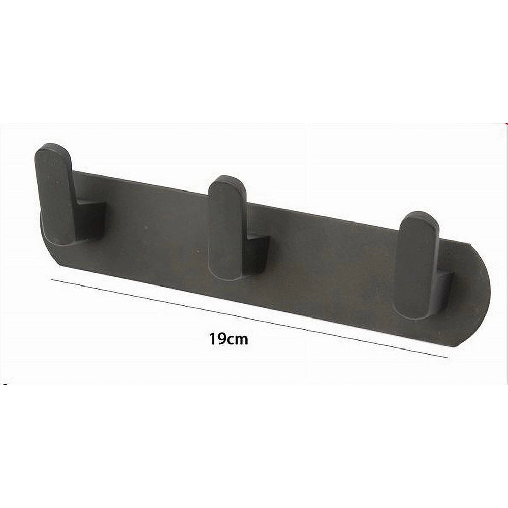 Trade Shop - Appendiabiti Con 3 Ganci Appendino Portasciugamano Bagno Casa Cucina Nero 59737 -