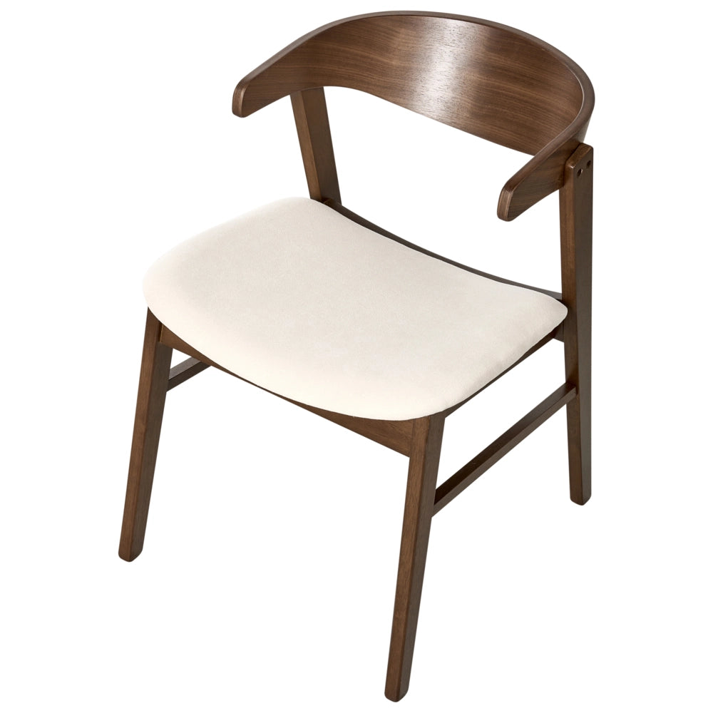 Set di 2 sedie da pranzo in stile tradizionale con seduta imbottita colore marrone scuro e bianco sporco